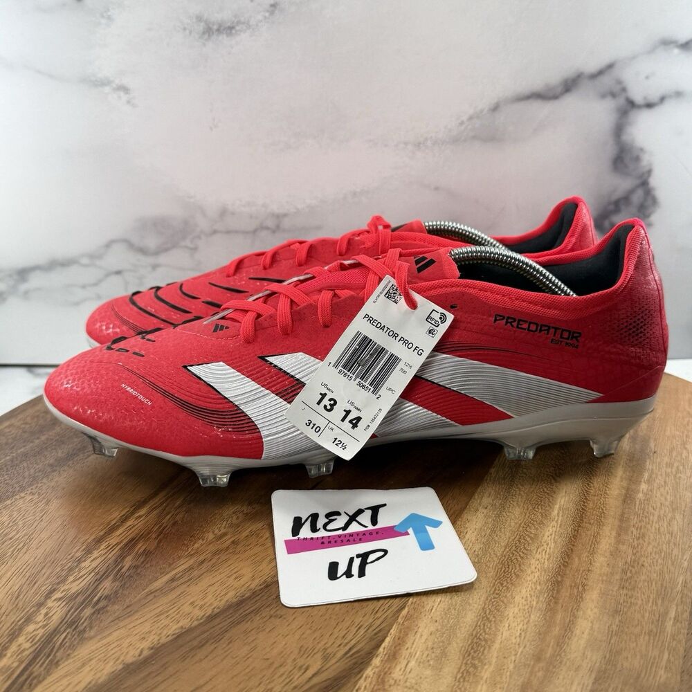 Mens size 13-adidas Predator Pro FG Red White Soccer Cleats ID3856 nby NEW